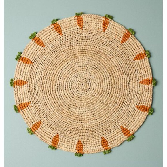 Anthropologie Other - NWT ANTHROPOLOGIE EASTER Payton James Handwoven Carrot Round Placemat 14"